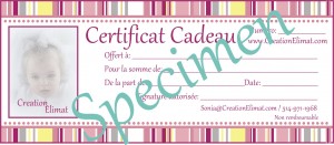 Certificat Cadeau - Specimen